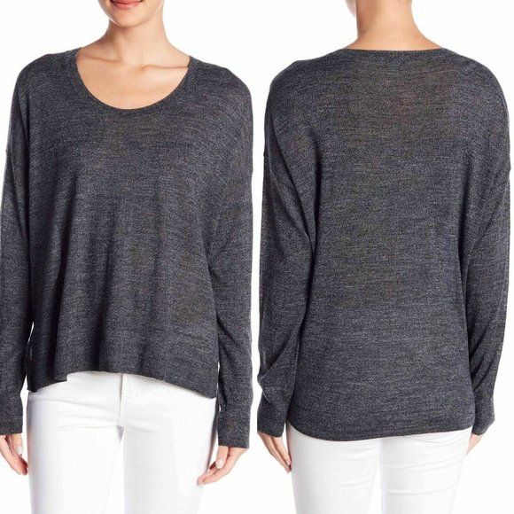 Madewell Southstar Merino Wool Heathered Black Sweater Sz Medium - Picture 1 of 6